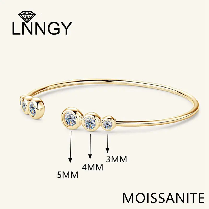 Lnngy Adjustable Cuff Bracelet Original and Pure 925 Sterling Silver Bezel Bracelets For Women Opening Wrist Jewelry 250318