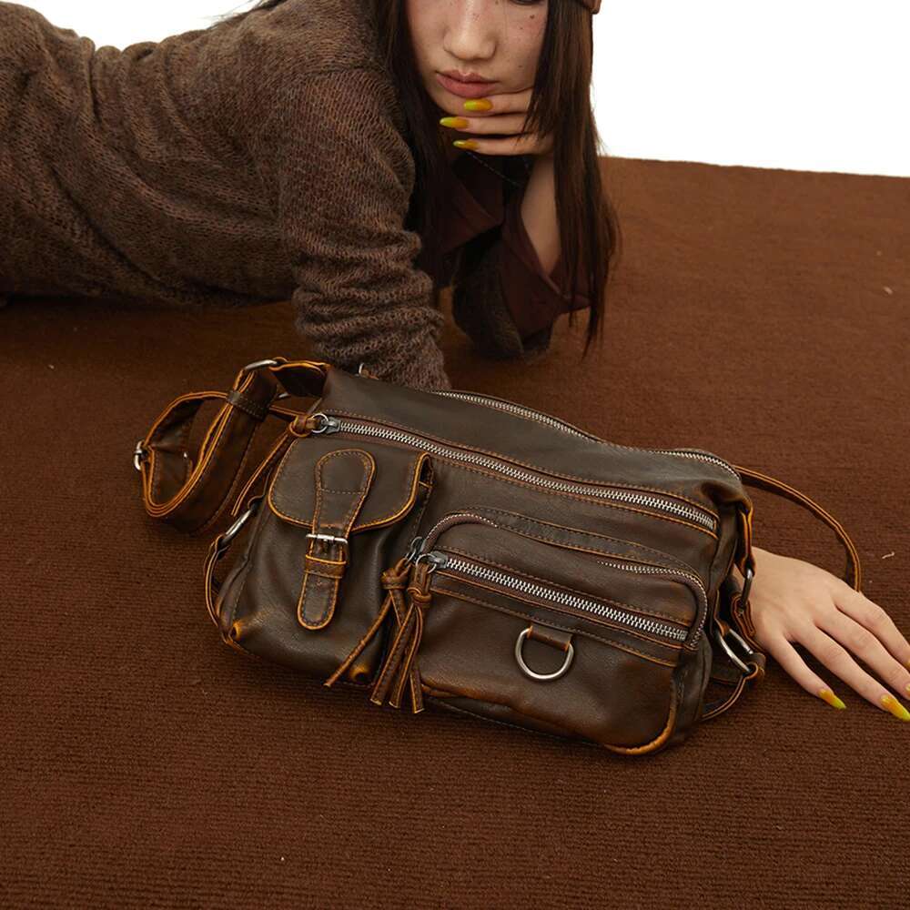 Annmouler Designer Women Shouler Large Capacity Crossbody Casual Soft Pu Leather Messenger Bag Multi-Pocket Purses