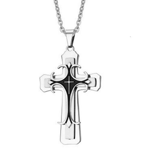 Rock Wolf Tide Trendy Jewelry Men's Cross Pendant Necklace Personalized Mixed Batch Bling Gemstone Rapper Necklaces Jewelry Wholesale Bijoux Coll