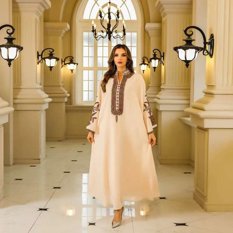 Dongdumaoyi Midden Oosten Moslim Touw Borduren Abaya Dameskleding Dubai Turkijeabaya Dames Luxe Avondjurk W