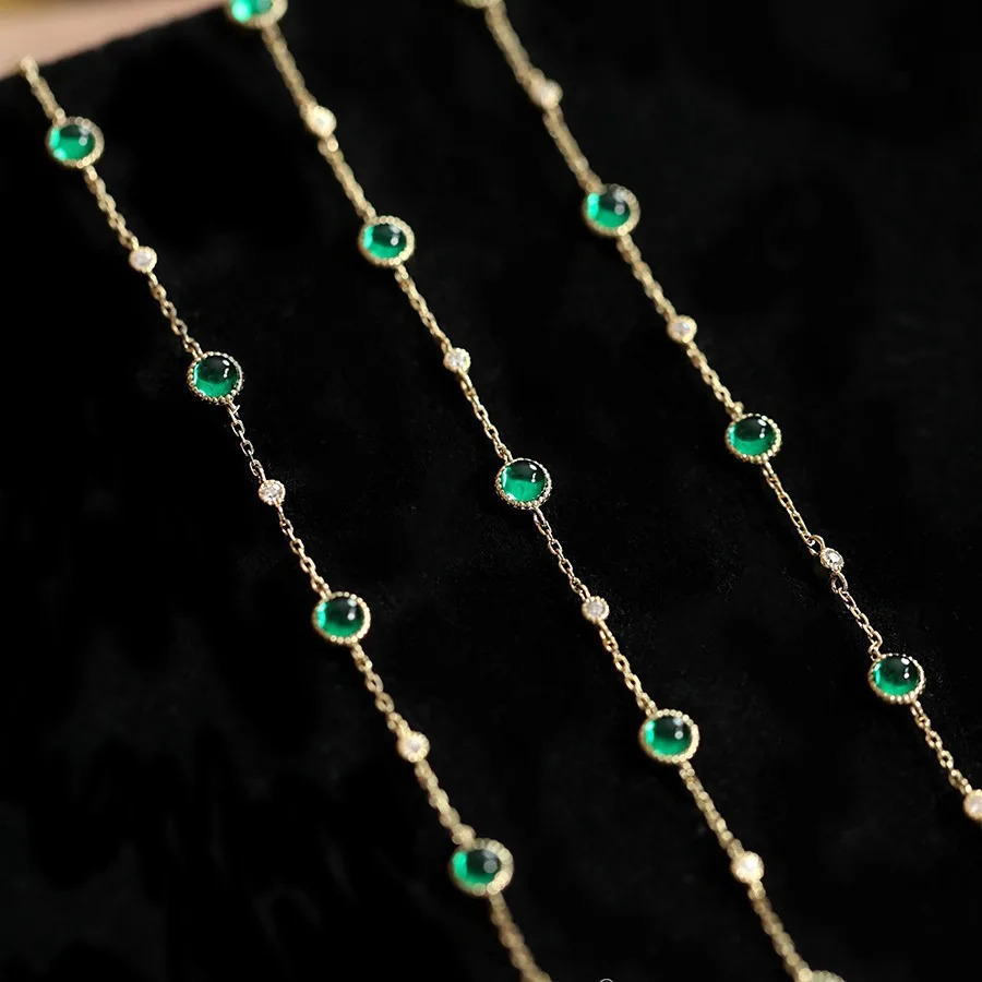 CCFJOYAS 100% 925 sterling silver jadeite zircon bracelet for women 18k gold-plated exquisite chain bracelet gift 250326