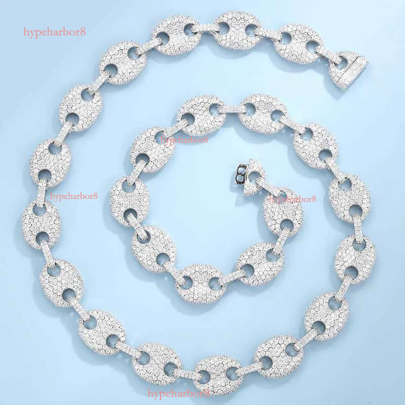 Designer Jewelry Hip Hop Mens 14mm Moissanite Dia Cuban k Necklace Sterg Sier Iced Out Pig Nose Chain Necklaces