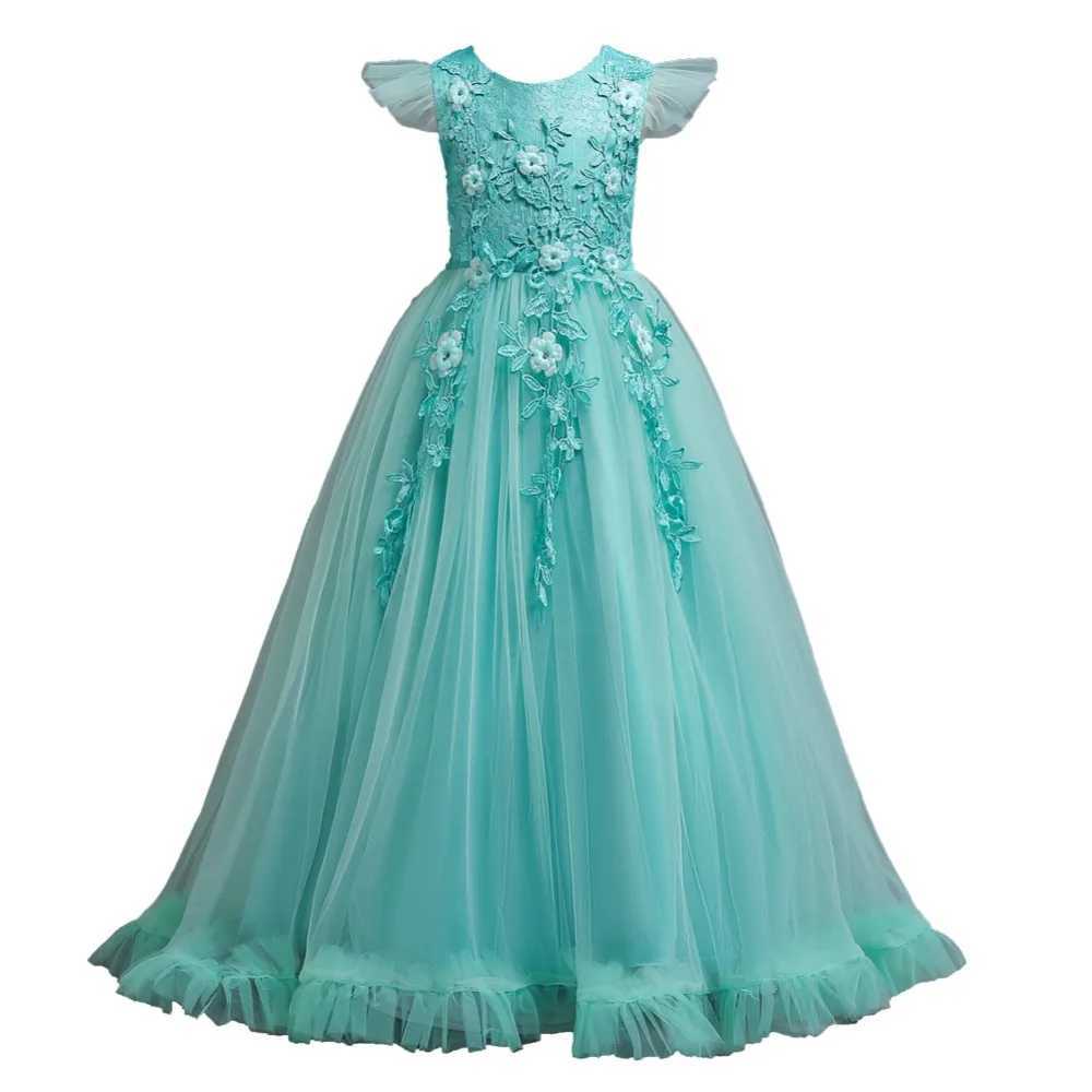 Fancy Princess Par Girl Dress Long Sleeve Flower free Par Evening Dress Childrens Ball Wedding Dress W250326