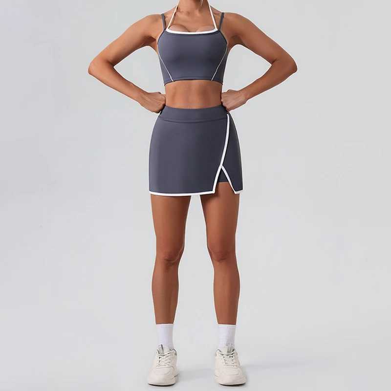 SVEIC Contrasting Color Yoga Short Bra Set Tennis Tight Fitness Tight Running Training Gym Clothing W250326