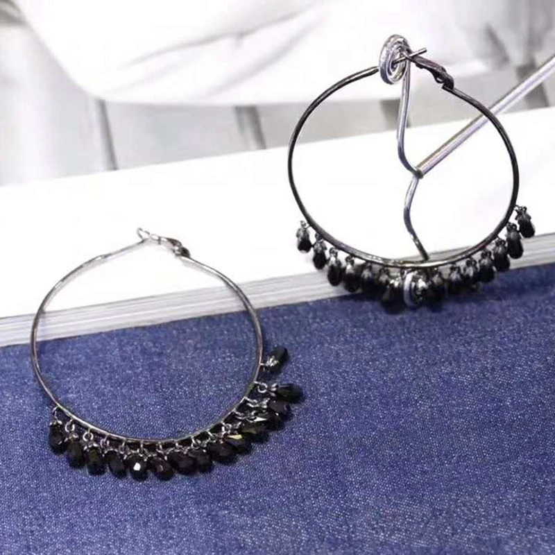 Colorful crystal 925 sterling silver round hoop earrings K large round earrings jewelry womens wedding Christmas gifts 250322