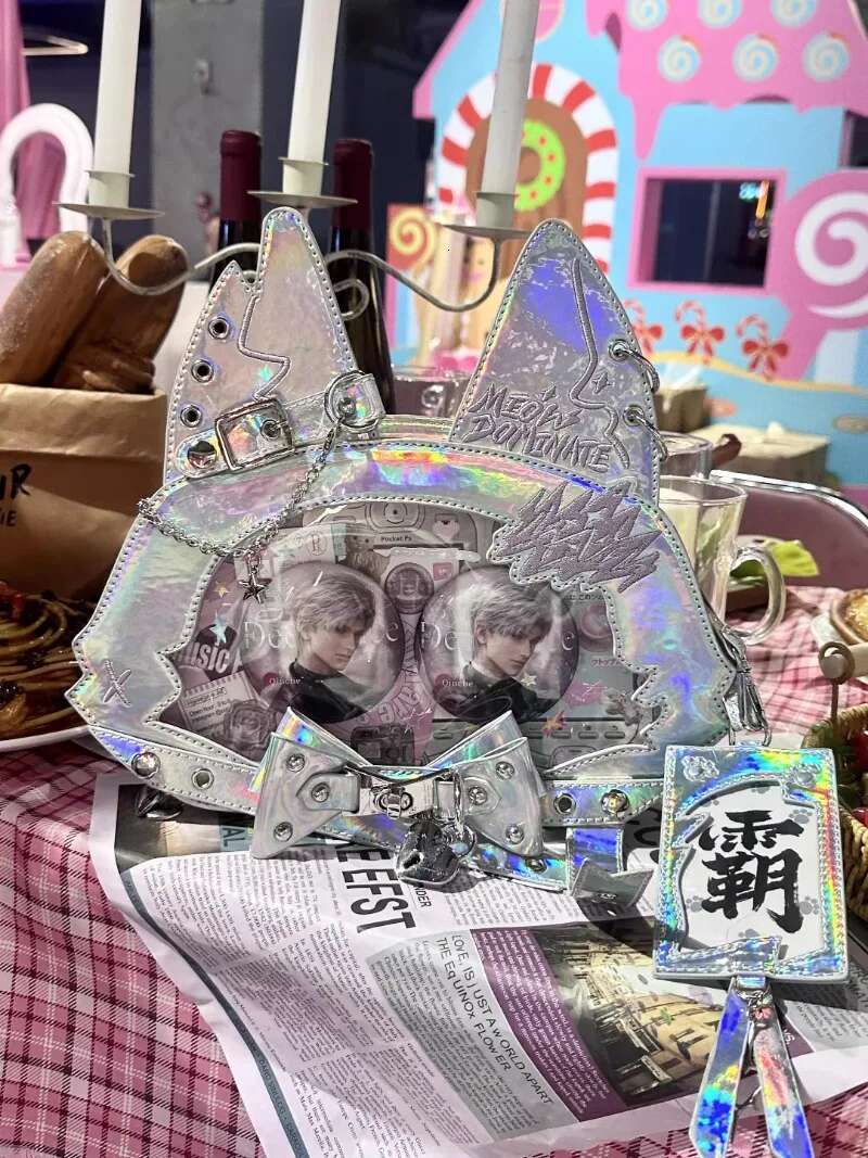 Cute Cat Ita Mochila Original Mochilas Mujer Hot Girls Bow Bag Kawaii Crossbady Bags For Women Chain Transparent Backpack