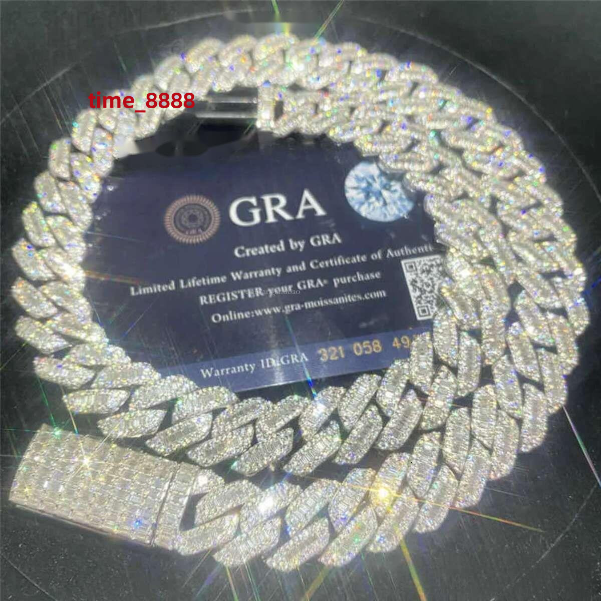 15mm Fine Hip Hop Jewelry Dia Men Necklace Sterg Sier Fully VVS Moissanite Baguette Cuban k Chain
