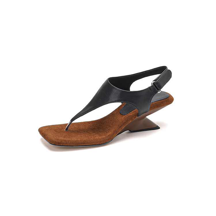 Summer 2025 Collection - Elegant Square Peep Toe Womens Sandals with Unique Buckle Detail