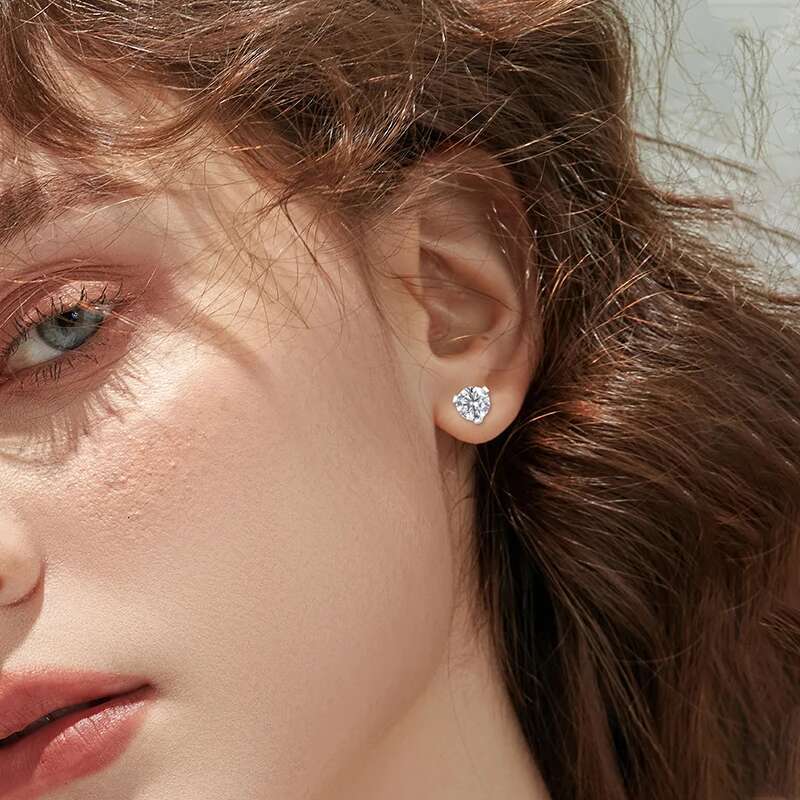 14K Real Gold Stud Earrings for Men Women 3 Claws VVS Round Cut Lab Grown Diamond Fine Ear Studs Jewelry Wedding Birthday Gifts
