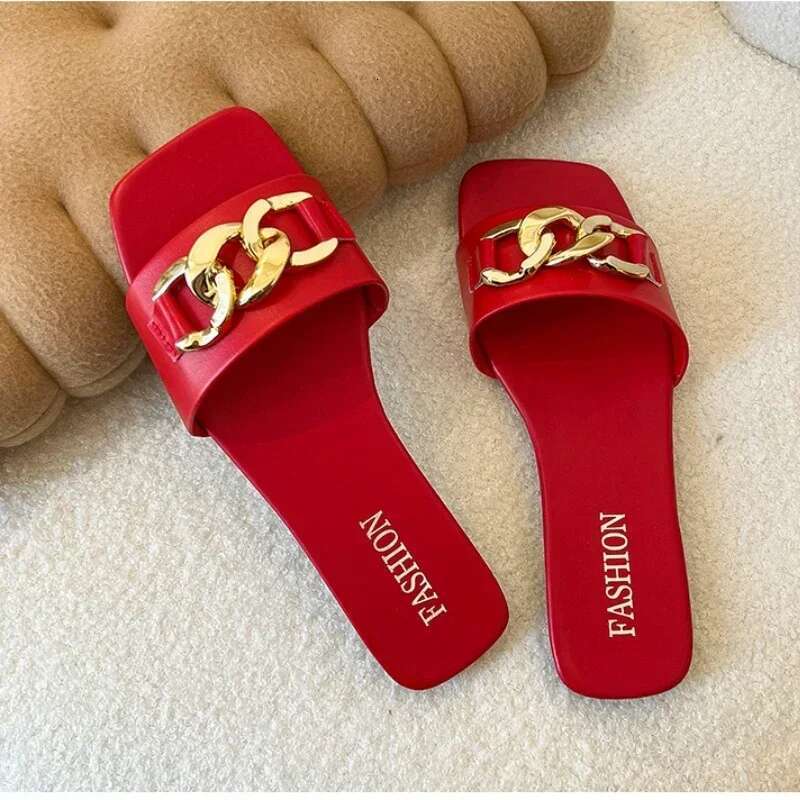 2025 Summer New Women's Slippers Roman Designer Fashion Solid Color Flat Sandals Women's Soft soled Shoes Breathable Beach