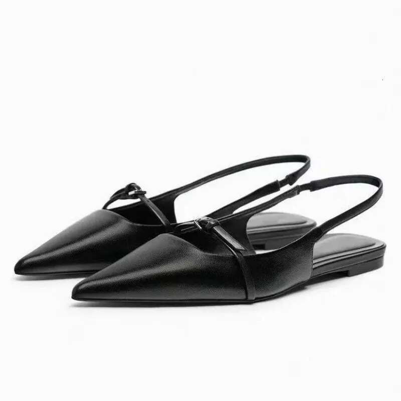 New 2025 Bg Women Sandal Fashion Pointed Toe Shallow Slip on Ladies Elegant Sgback Med Heel Flat Shoes
