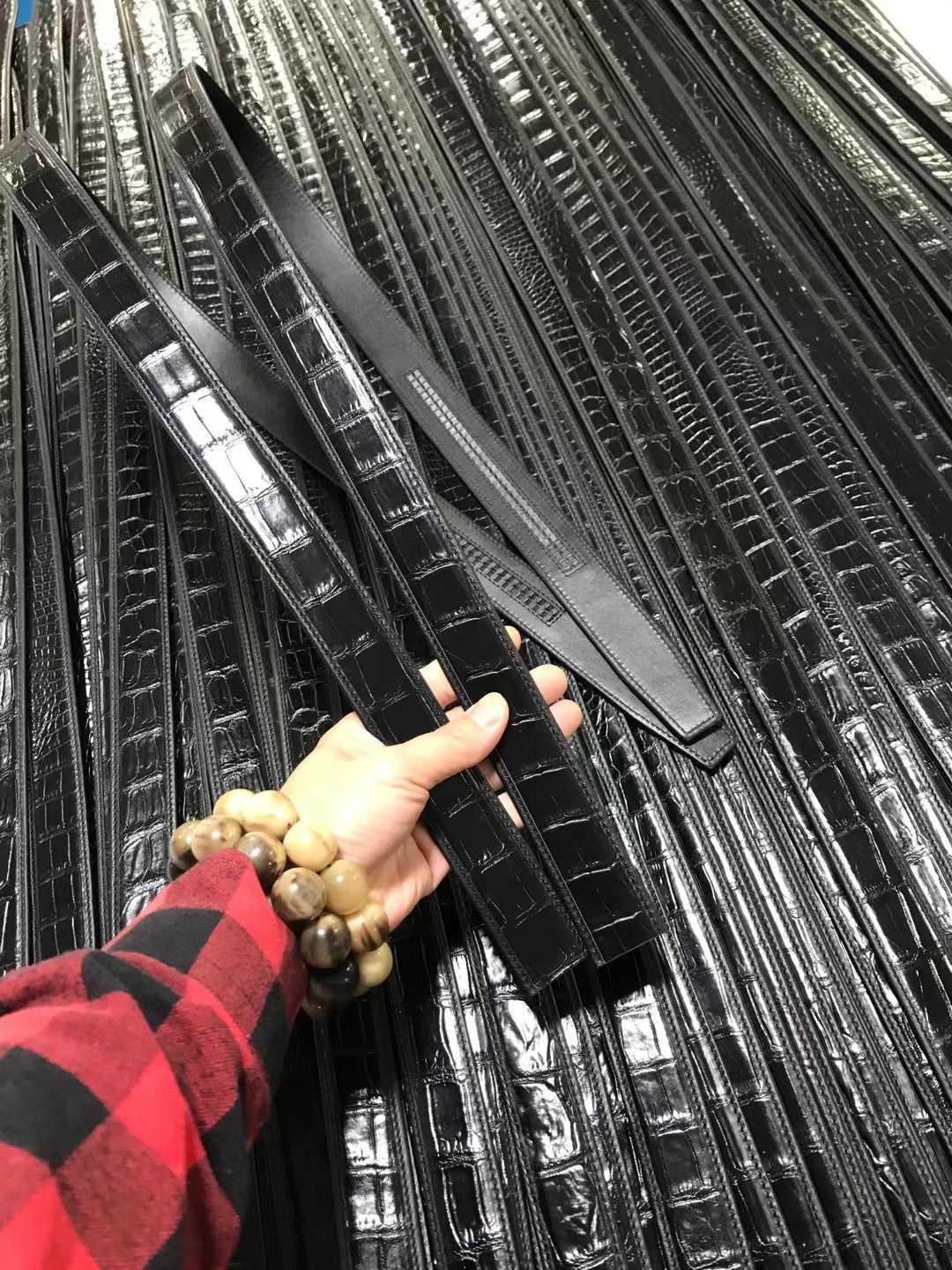 Belts Straight Thai Crocodile Belt Mens Business Leisure Belt Crocodile Belly without Splicing 3.4 Automatic Buckle S25326