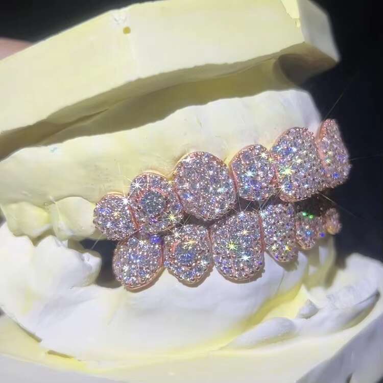 Custom Hiphop Jewelry 925 Sterling Silver Gold Plated Custom Diamond Grillz for Teeth Iced Out VVS Moissanite Grillz