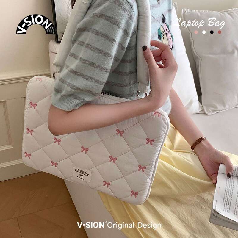 Laptop bag for women, WeChat Sweet Bow laptop companion, 14 inch protection, 15.6-inch flip cover, lightweight laptop bag, inner bag