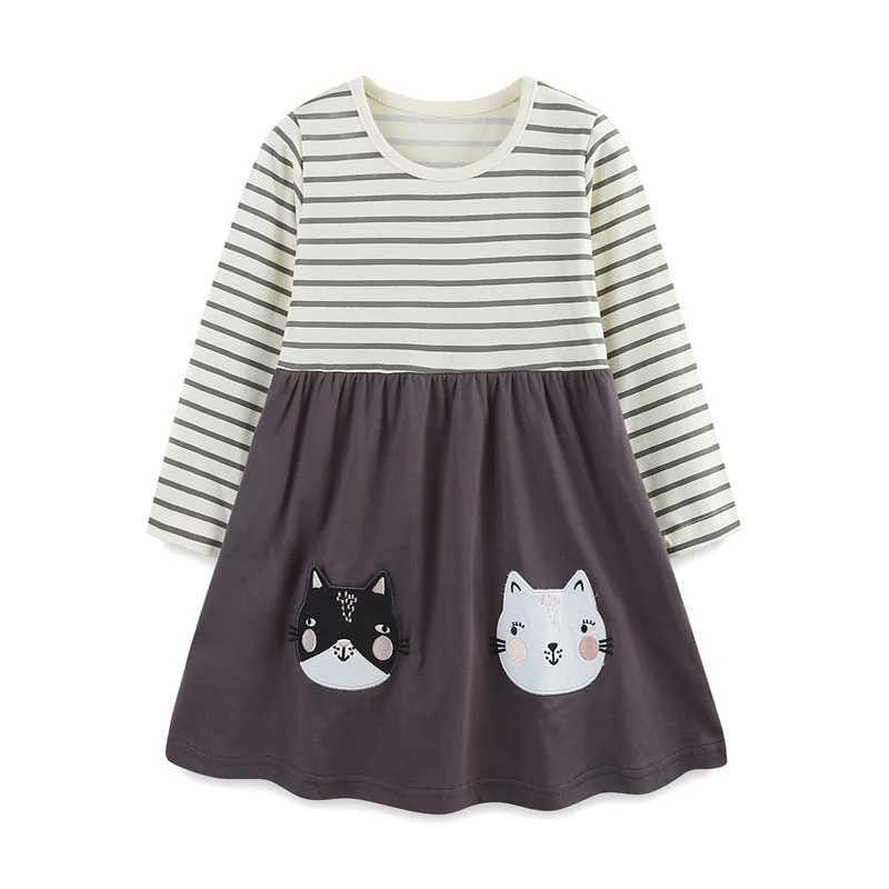 Jumping Meters 2-7T girls long sleeved autumn spring princess baby clothing Par striped animal toddler clothing W250326