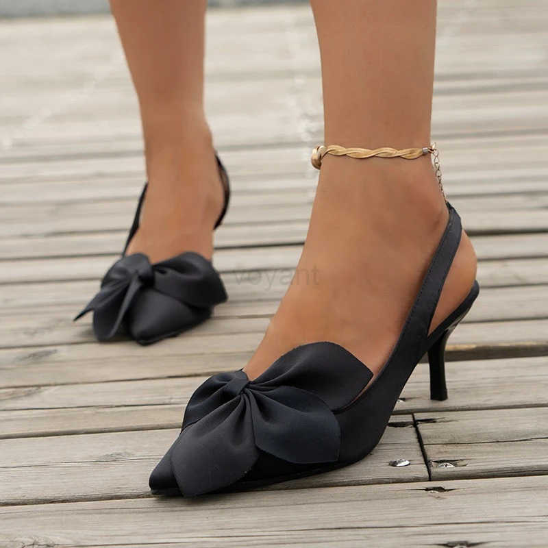 Sandals Summer Wen Luxury Brand High H Sandalias Sexy Pointed Toe Slip on Bow Casual Shoes Off High H Wen Sandals Z250326