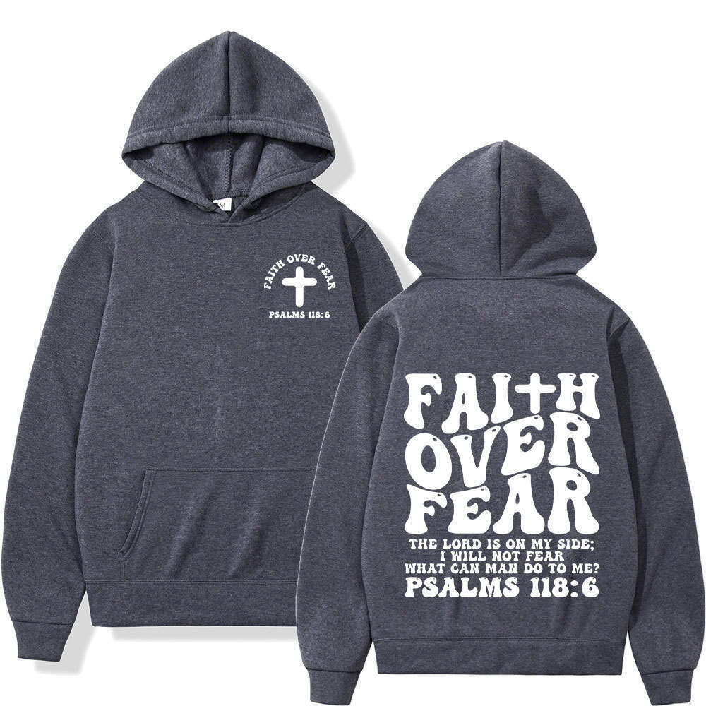 Aesthetic Christian Jesus Faith Over Fear Bible Verse Hoodie