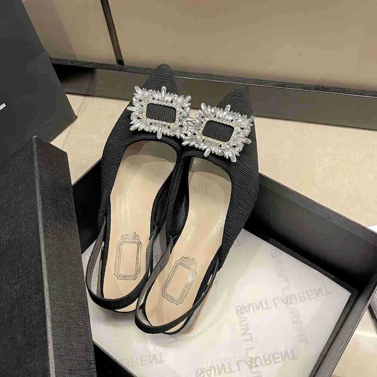 Beige Heeled Sandals Clear Shoes Wens Black Rhinestone Medium Pointed Closed New Spring Gladiator Block Girls Z250326