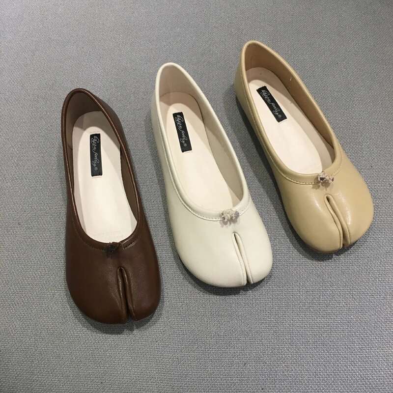 flats tabi ninja moccasins round split toe shallow women single shoes lazy slip on sgback mules slides leather casual loafers