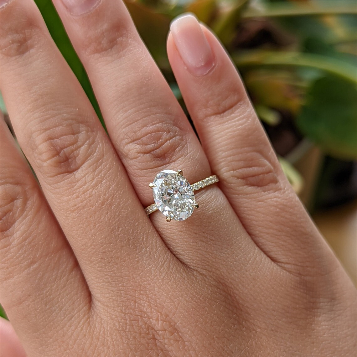 Jewelry 3.0 Carat Oval Lab Grown Diamond Engagement Ring 14K 18K Yellow Gold Pave And Hidden Halo Gold Ring For Women IGI Certificate CVD Diamond