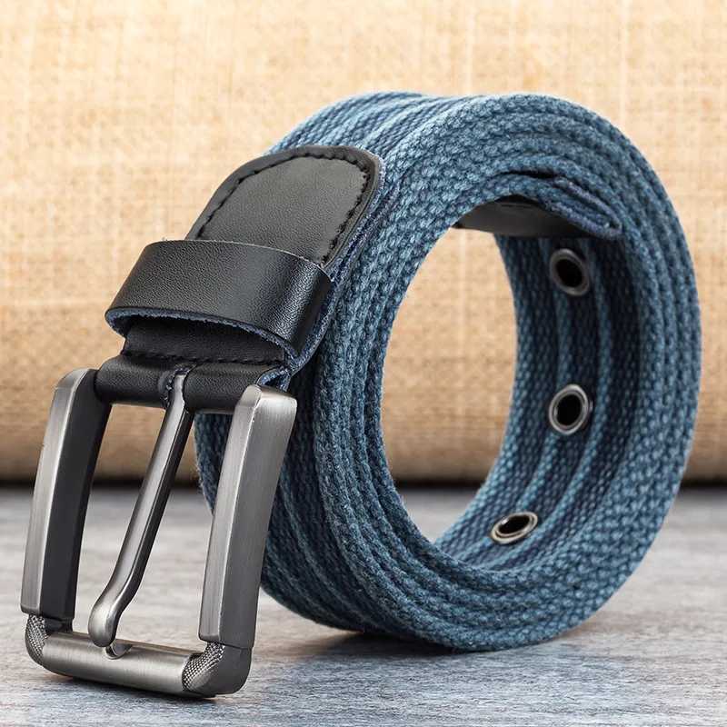 Canvas strap for mens casual luxury designer jeans accessories polyester woven nylon youth stripe clip buckle strap W250326