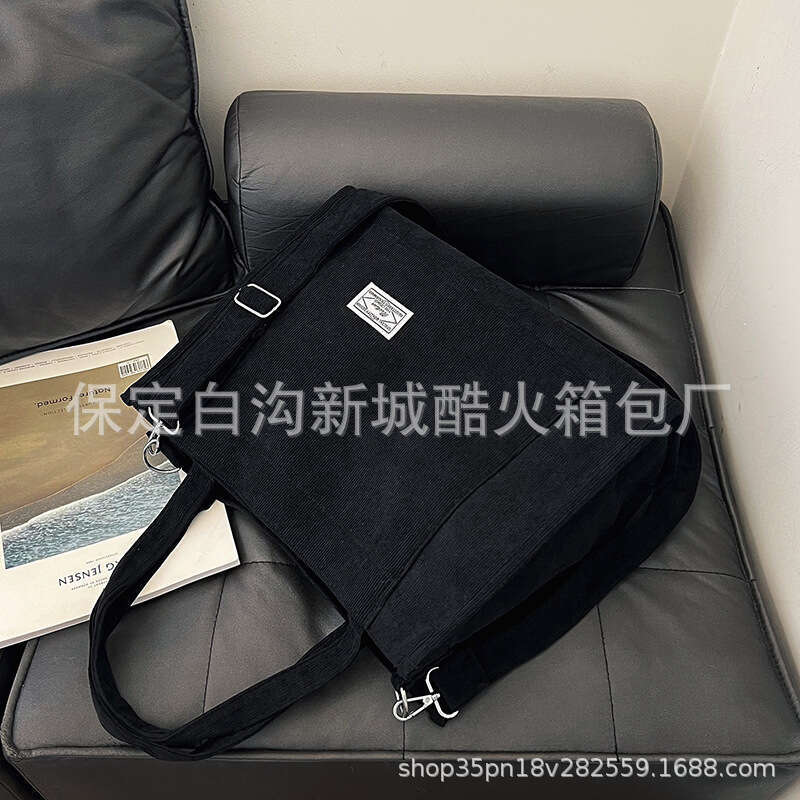 Computer corduroy shoulder handbag, 2024 new tote Korean version, fashionable Sen series crossbody bag, large capacity