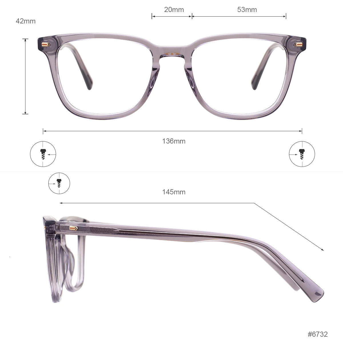 Acetic acid full edge rectangular large retro spectacular mens and womens transparent thick frame prescription lens 250325