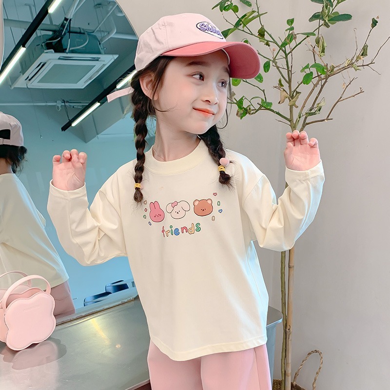 Ddmyshoesvip Girls Long Sleeved T Shirt Spring New Item Pure Cotton For Autumn Baby And Children S Top Autumn Bottom Shirt T Shirt Inner Layer