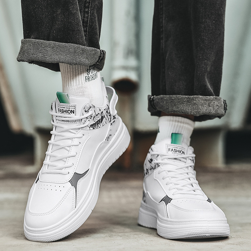 Designer Shoes Spring And Autumn Men's New Outdoor Sports Shoes Fashion Student Union Casual High Cut Thick Soled Shoes Men's White Shoes