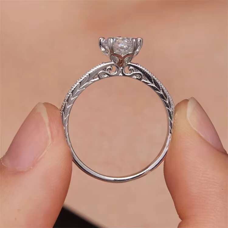 High Quality Vintage Engagement Moissanite Ring Luxury Sterling Silver 925 Wedding Jewelry for Women Classic Promise Ring