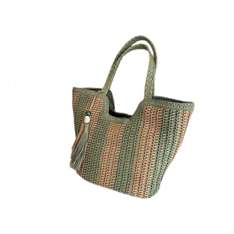 Designer 2025S shoulder beach new grass woven tote Korean version fashionable women bag vegetable basket handbag