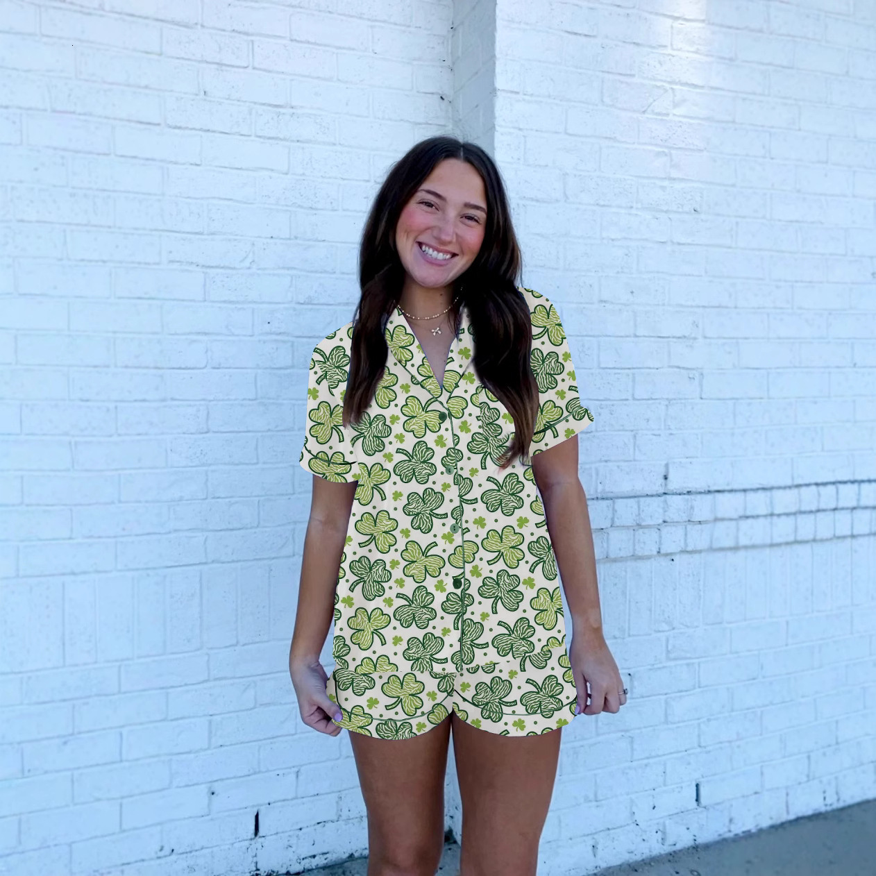 S3388 Summer Monkey Print Temperament Home Clothes Adult Women's Pajama Set