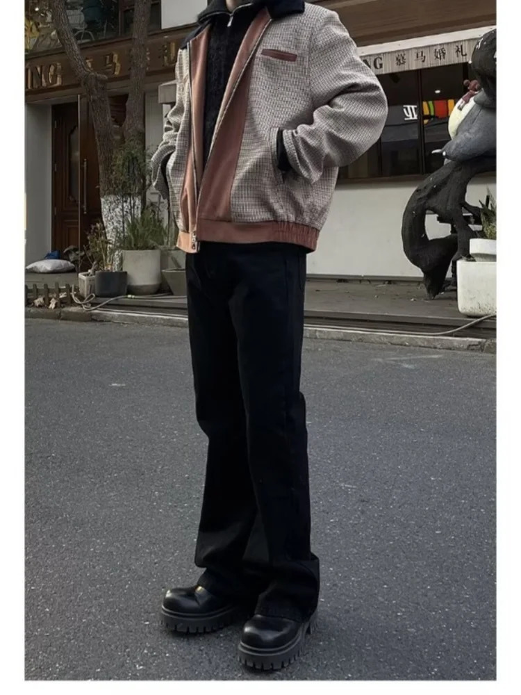 Street mens jeans pants Y2k denim shorts wide leg pockets clothing flash goods 250326