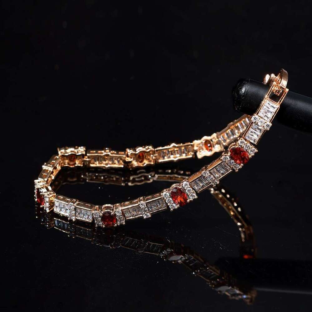 Ins Hot Sale Designer bracelet Diamond bracelet garnet colored jewelry niche light luxury jewelry high-end accessories for women Advanced shiny length
