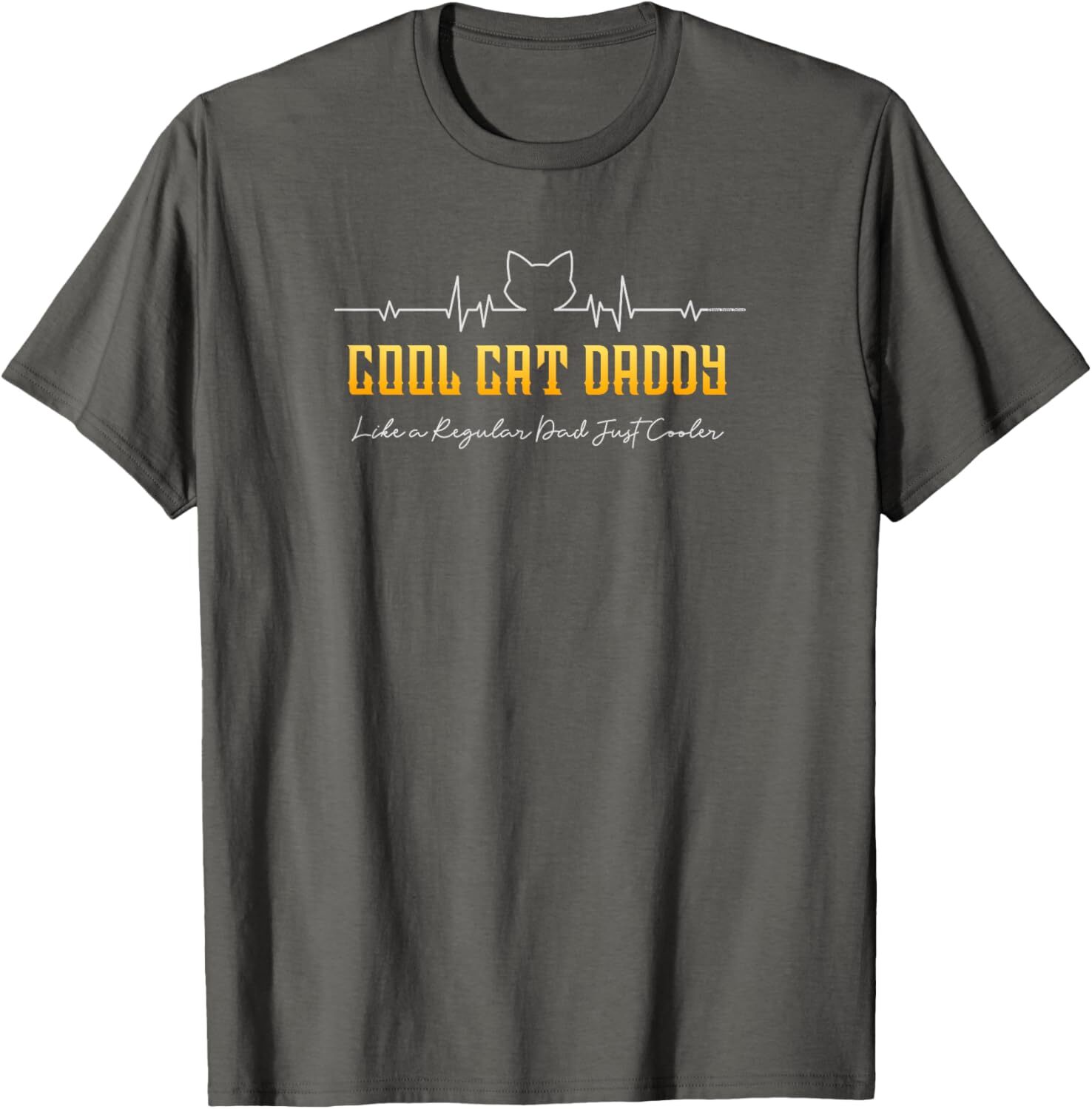 T shirt for Mens Cool Cat Daddy Heartbeat Cat Lovers - Cat Daddy Graphic Tee Casual Tops Clothes Short sleeve cool