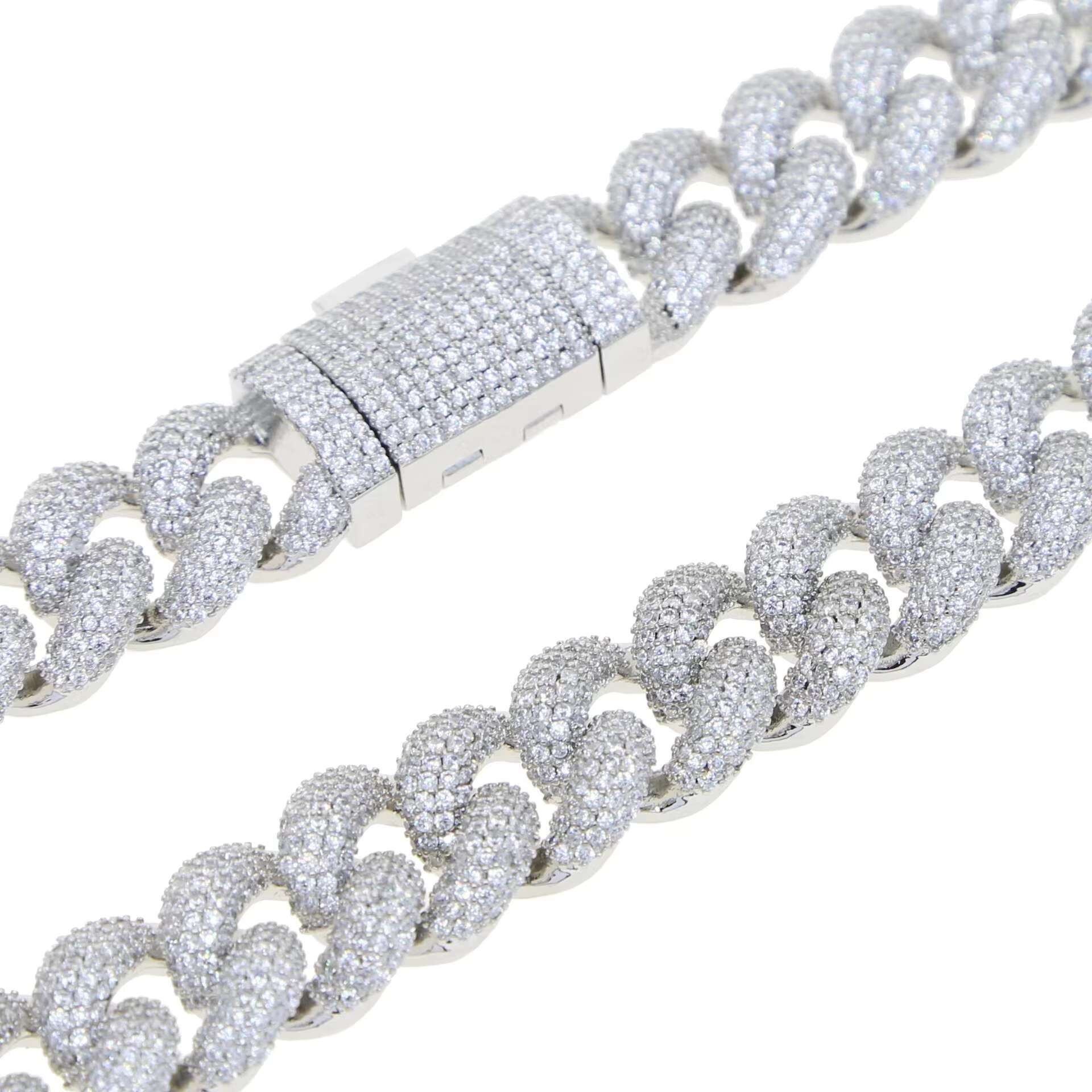 Fashion Jewelry Hip Hop Style Cuban Necklace European and American Mens Hip Hop Diamond Set Necklace