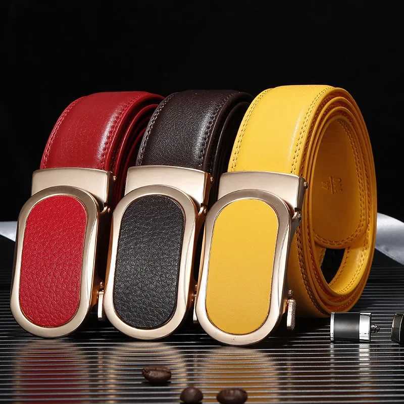 Gemstone Blue Belt Mens Automatic Buckle Fashion Casual Cinturon Womens Belt Green White Black Brown Red W250326