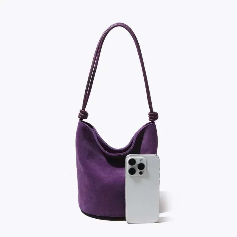 2025 New Tote Bucket Bolsos Mujer Vintage Handbag Shoulder Bags Commuter Drawstring Sac Femme Frosted Cowhide Leather Bolsas