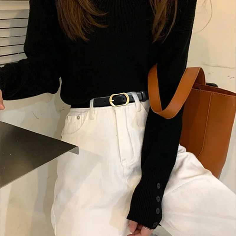 Womens belt trend gold buckle strap personalized decoration pairing pants jeans strap soft belt youth strap W250326
