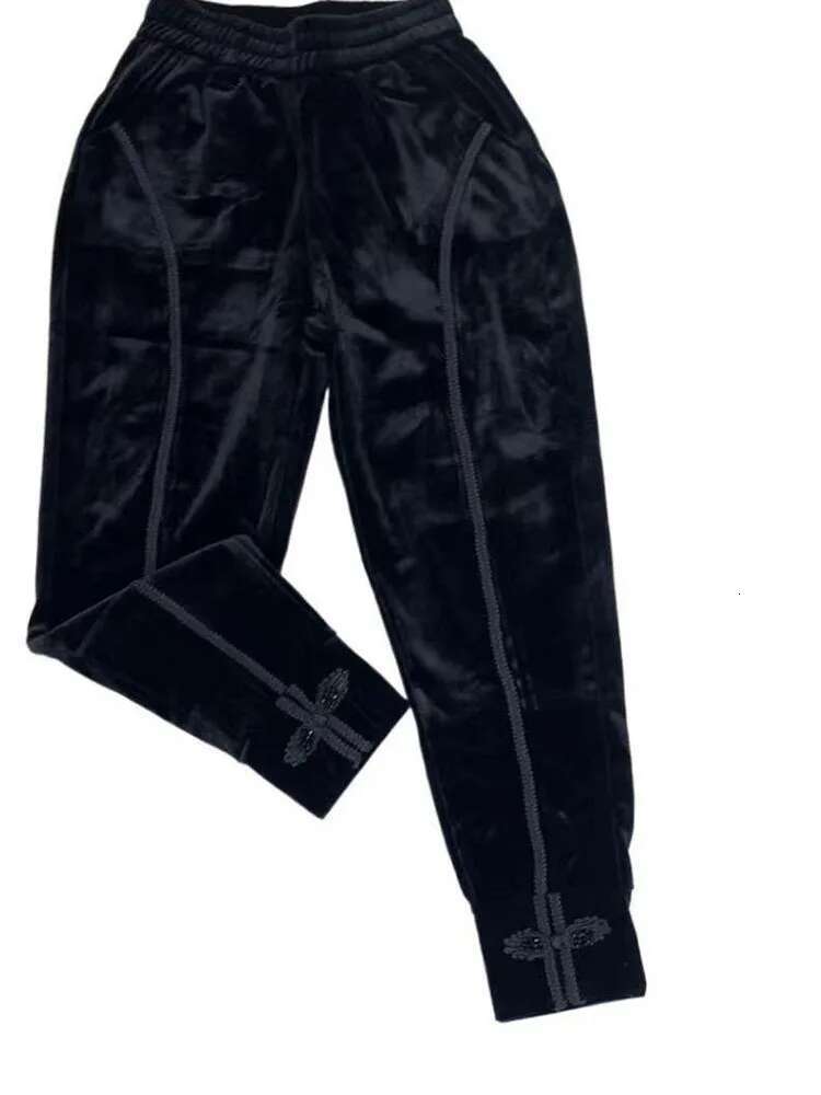 2024 Autumn And Winter New Retro Buckle Nine Point Veet Women's Korean Version High Waisted Versatile Harem Pants Trend