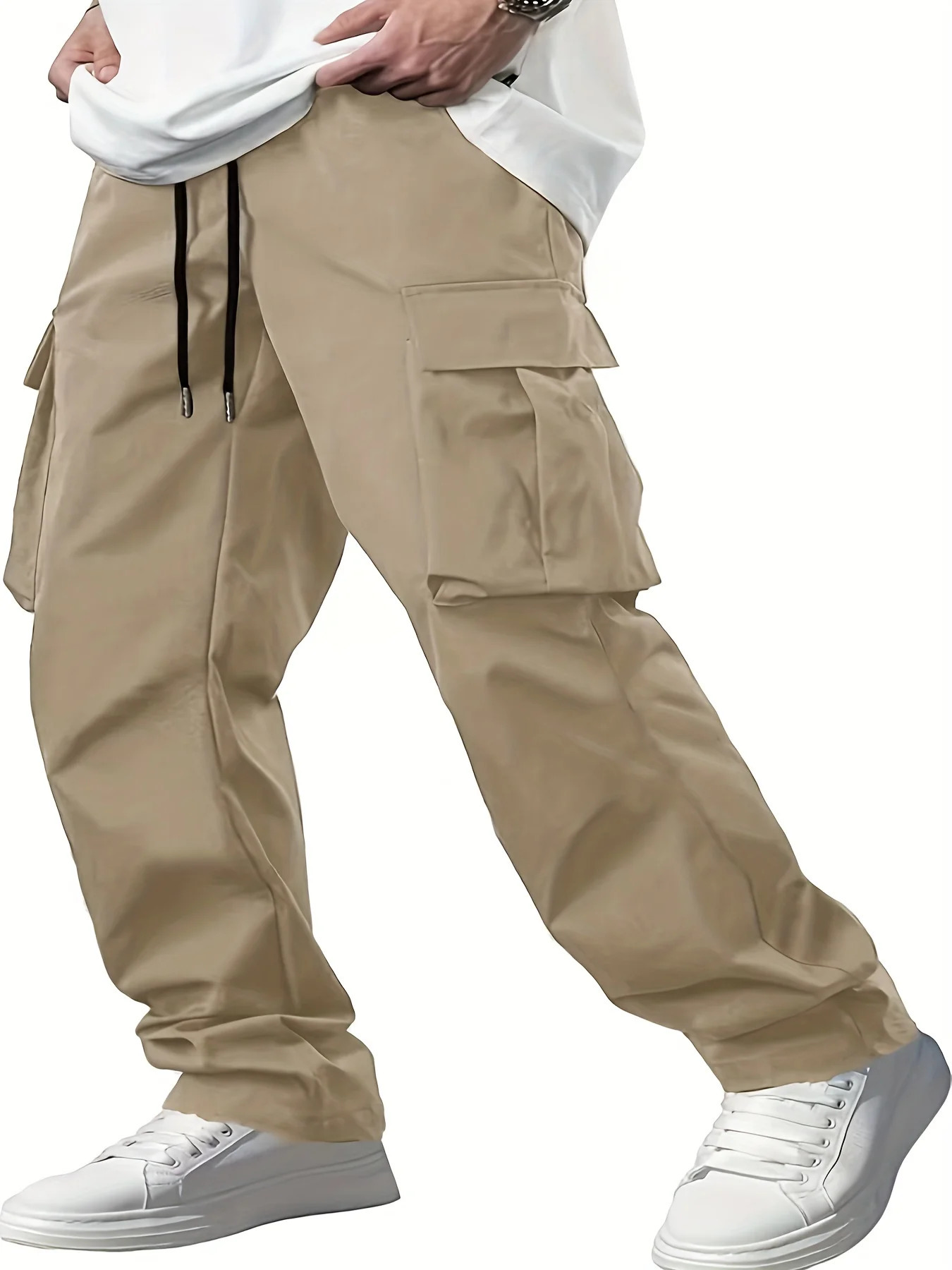 mens workwear European and American loose straight casual pants pocket 250326