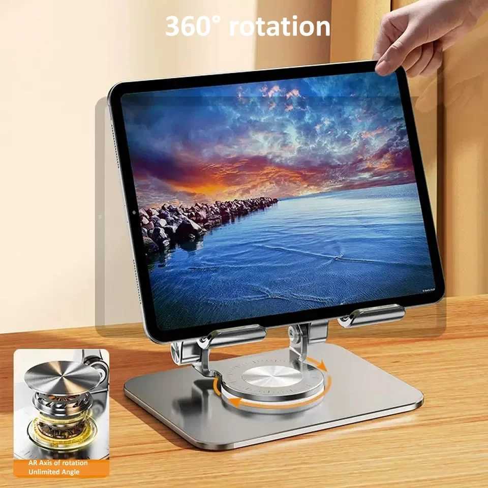 360 rotating tablet stand for iPad adjustable folding tablet stand aluminum phone stand compatible with iPad Pro/Air/MiniXJ250326