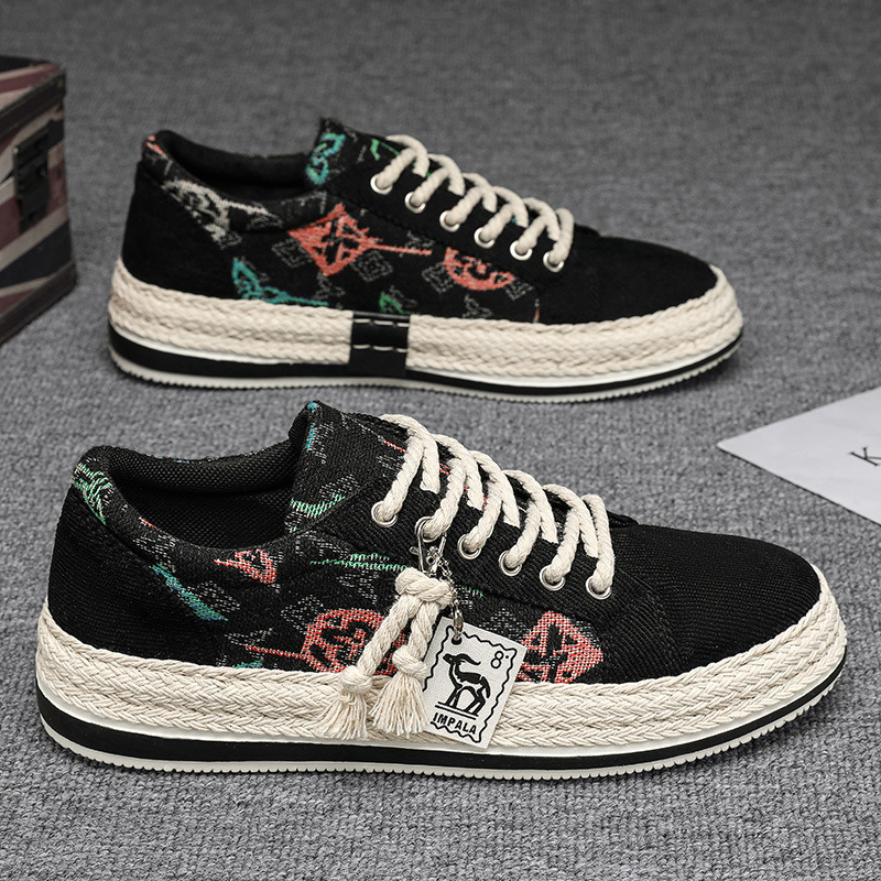 Designer Shoes Canvas Breathable Fashion Summer New Luxury Trendy Men's Corduroy Flat Shoes Casual Lightweight Thin Old Beijing Cloth Shoes White