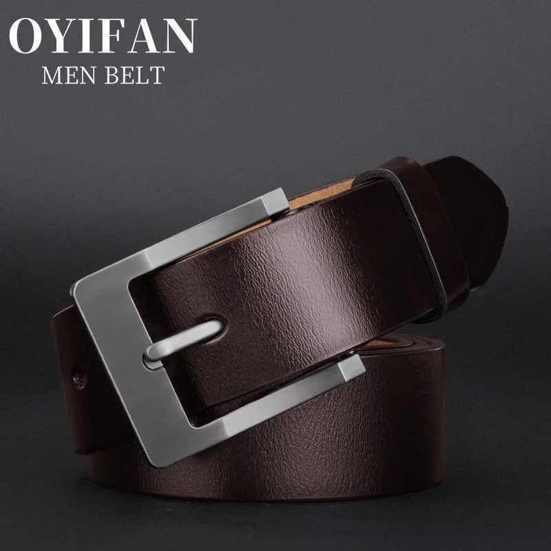 OYYifAN Mens Genuine Leather Strap - High quality denim leather clip buckle strap with alloy buckle premium mens denim strap W250326