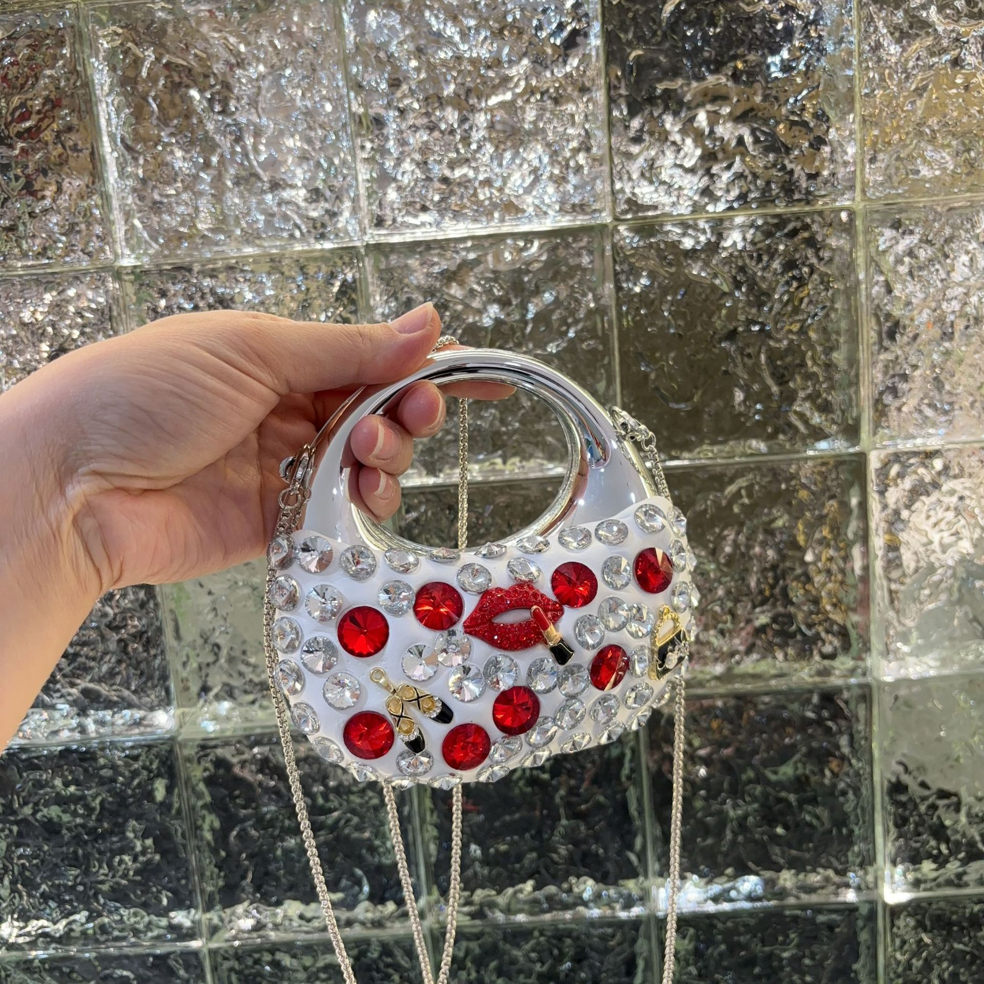 2025 New Fashionable Women's Summer Versatile Acrylic With Diamond Banquet Bag Handbag