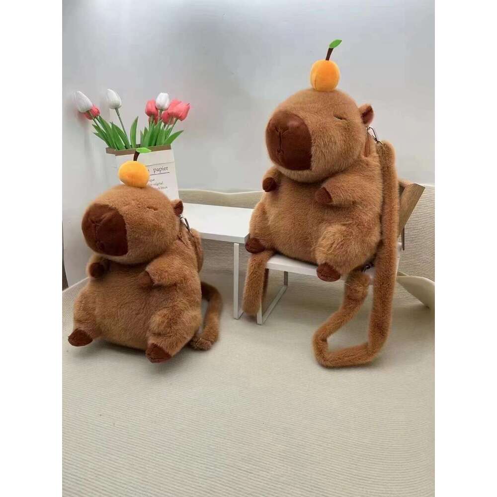High appearance Capibala backpack plush cartoon bundle pocket cute capybara storage bag new diagonal cross