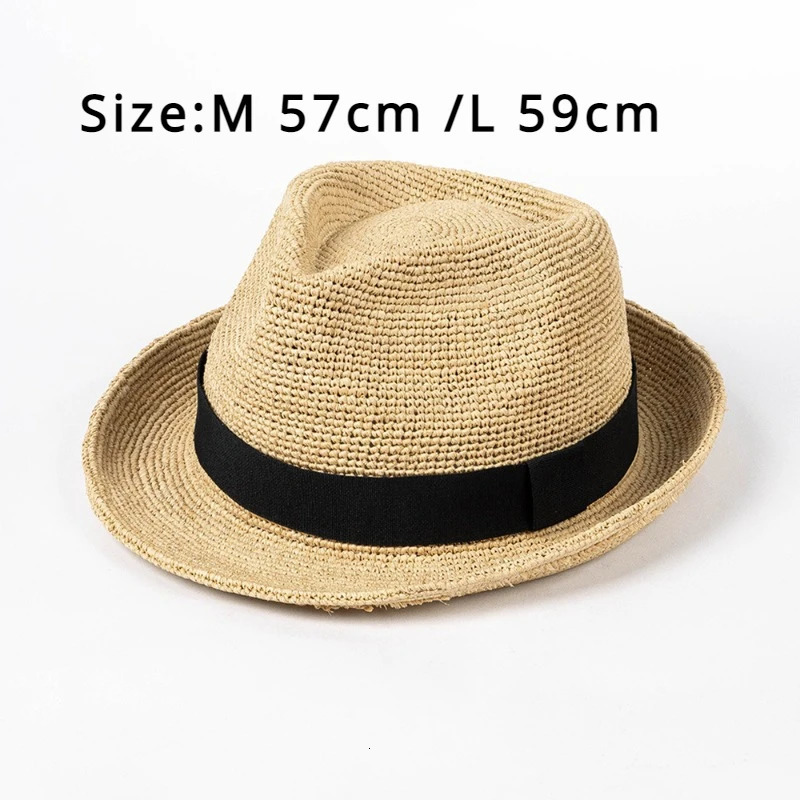 Big Size Summer Jazz Raffia Sun Hat for Man Women Hand Woven Natural Panama Straw Hat Outdoor Beach Vacation Casual Hat 250326