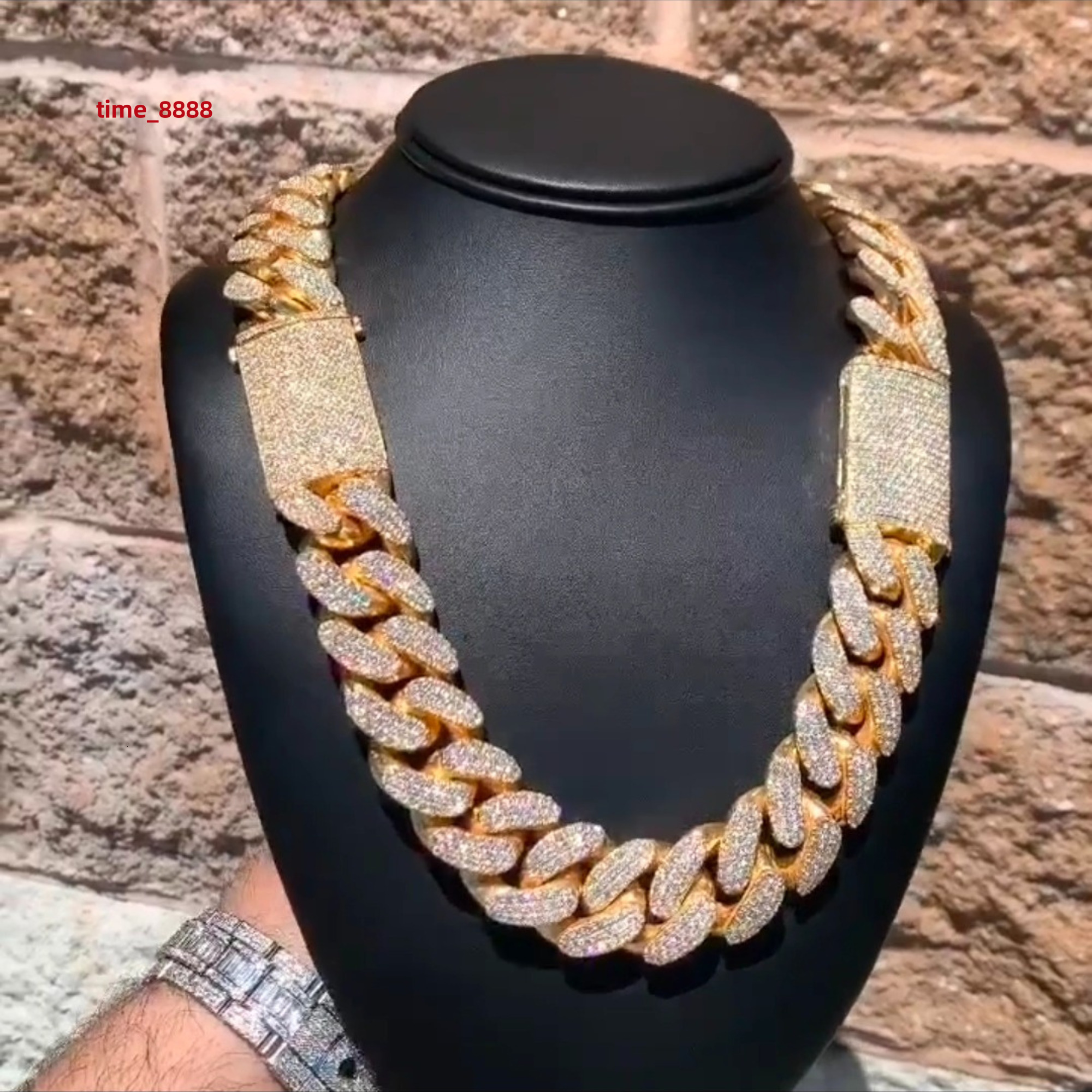 Top Quality Iced Out Cuban Link Chain 22MM VVS Moissanite Diamond Cuban Link Chain Hip Hop Miami Cuban Chain