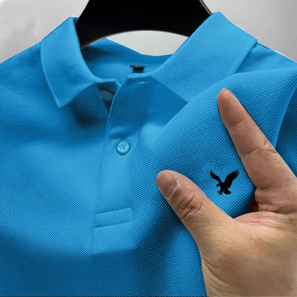 Summer polo shirt mens collar casual business highquality breathable short sleeved printed multicolor Tshirt top 250326