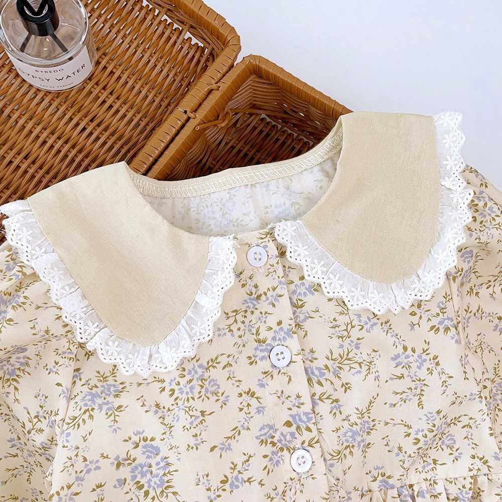 Bear Leader Girl Flower Dress Autumn Fashion 2023 Lace Down Flower Princess Dress Childrens Casual Autumn Clothing W250326